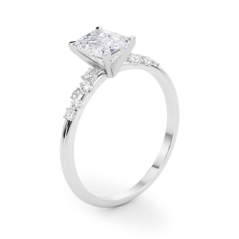 GIA 1,7 Carati Smeraldo a grappolo Traliccio Solitario in oro bianco 18K Anello di Diamanti in vendita 1