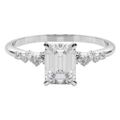 GIA 1.7 Carat Emerald Cluster Trellis Solitaire 18K White Gold Diamond Ring GIA 1.7 Carat Emerald Cluster Trellis Solitaire 18K White Gold Diamond Ring