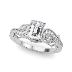 GIA 1.7 Carat Emerald Three-Stone Curved Bypass  Diamond Ring