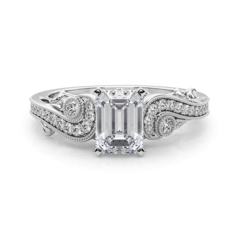 GIA 1.7 Karat Smaragd mit drei geschwungenen Bypass-Steinen  Diamantring