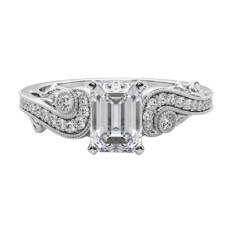 GIA 1.7 Carati Smeraldo a Tre Pietre Curvo Bypass  Anello con diamante