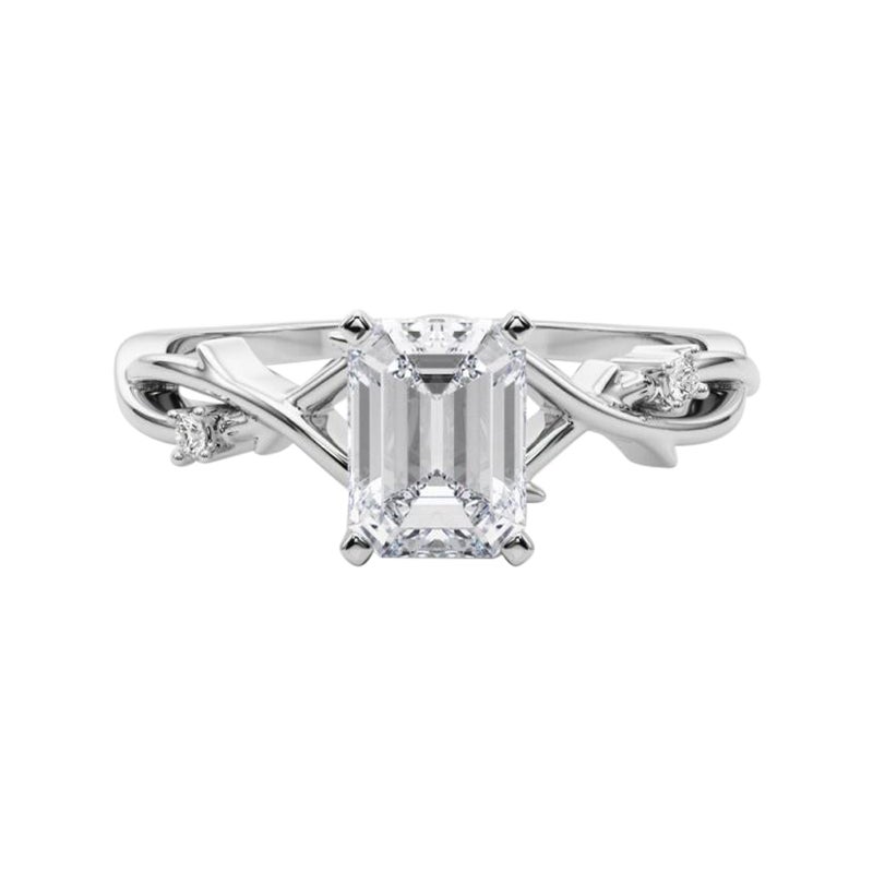 GIA 1,7 Karat Smaragd Rebe Band Nature inspiriert 18K Weißgold Diamantring