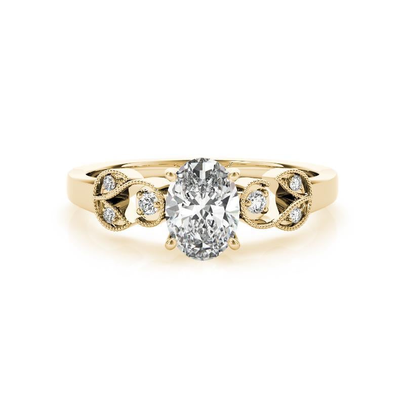 GIA 1,7 Carati Ovale Formale Giardino Foglia Traliccio Oro Giallo 18K Anello di Diamanti
