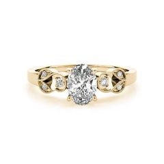 GIA 1,7 Carati Ovale Formale Giardino Foglia Traliccio Oro Giallo 18K Anello di Diamanti
