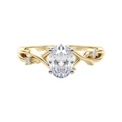 GIA Anello con diamante ovale a forma di vite da 1,7 carati ispirato alla Nature in oro giallo 18 carati