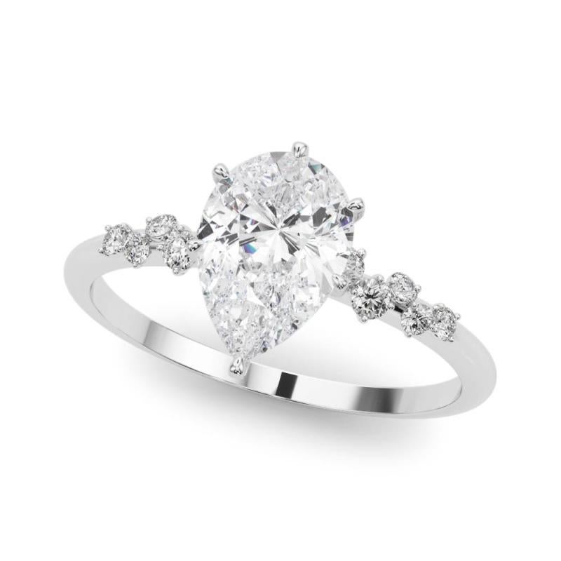 GIA 1,7 Karat Birne Cluster Trellis Solitär 18K Weißgold Diamantring (Tropfenschliff) im Angebot