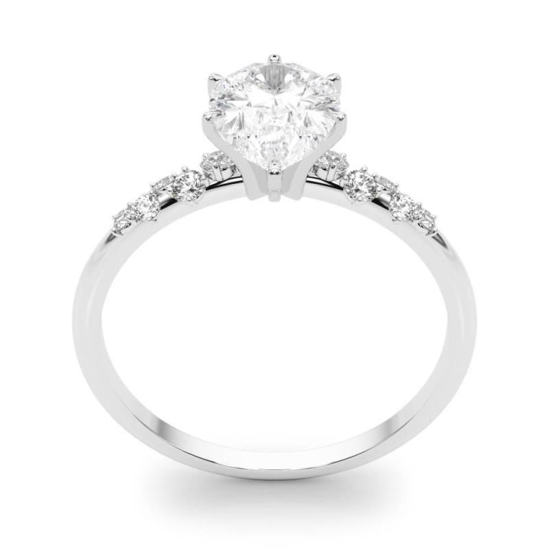 GIA 1,7 Karat Birne Cluster Trellis Solitär 18K Weißgold Diamantring Damen im Angebot