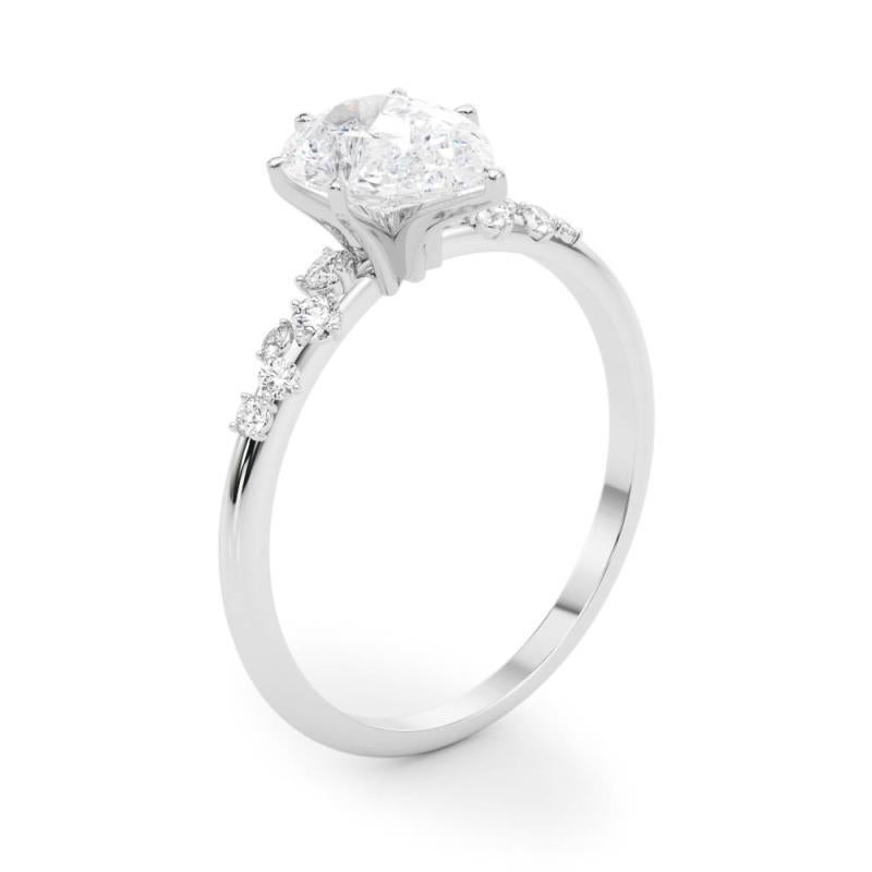 GIA 1,7 Karat Birne Cluster Trellis Solitär 18K Weißgold Diamantring im Angebot 1