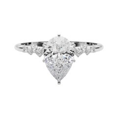 GIA 1,7 Karat Birne Cluster Trellis Solitär 18K Weißgold Diamantring