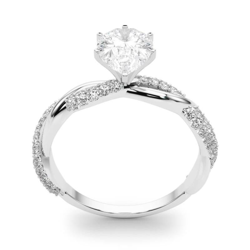 Donna GIA Fascia intrecciata con pera ritorta da 1,7 carati  Anello con diamante in vendita