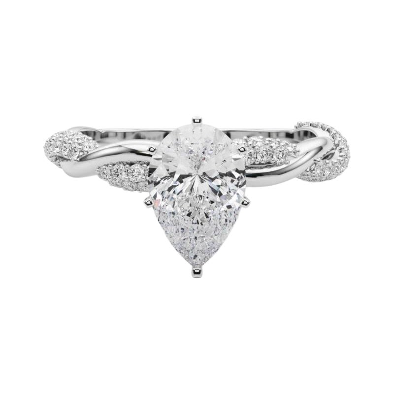 GIA Fascia intrecciata con pera ritorta da 1,7 carati  Anello con diamante