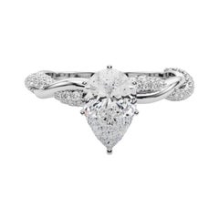 GIA 1.7 Carat Pear Twisted Pave Braided Band  Diamond Ring
