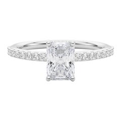 GIA 1,7 Karat Radiant Halo geteilt Zinken Ewigkeit 18K Weißgold Diamantring