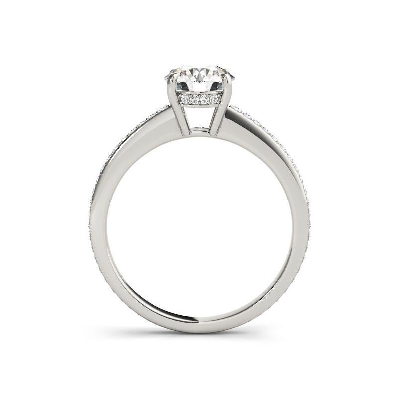 Taille ronde GIA 1.7 Carat Round Hidden Halo Partial Eternity 18K White Gold Diamond Ring en vente