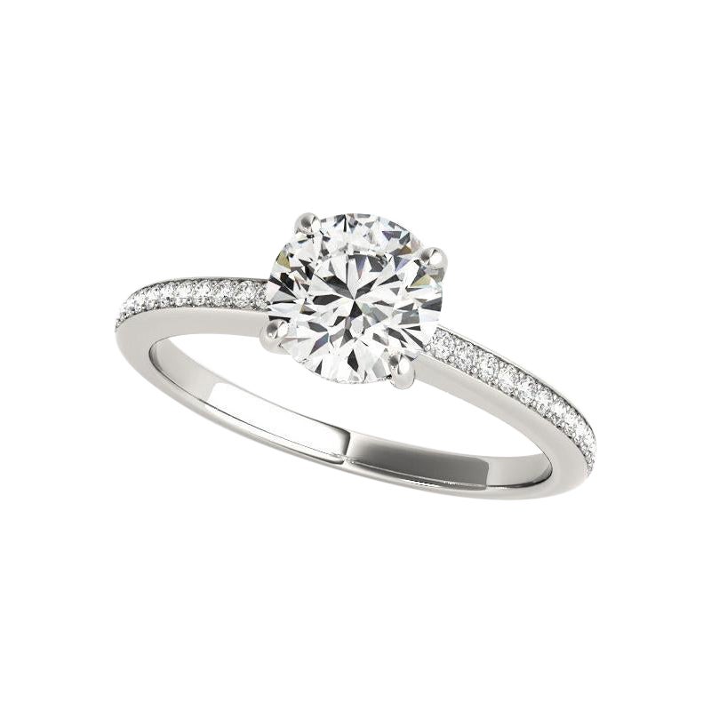 GIA 1.7 Carat Round Hidden Halo Partial Eternity 18K White Gold Diamond Ring