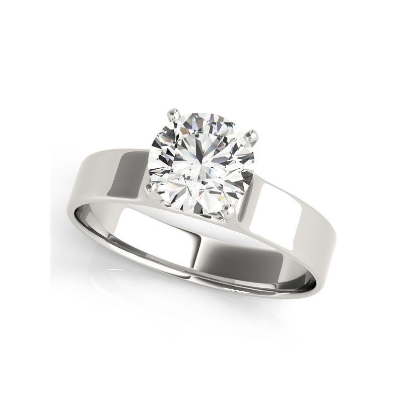 Taille ronde GIA 1.7 Carat Round Modern Cathedral Solitaire 18K White Gold Diamond Ring en vente
