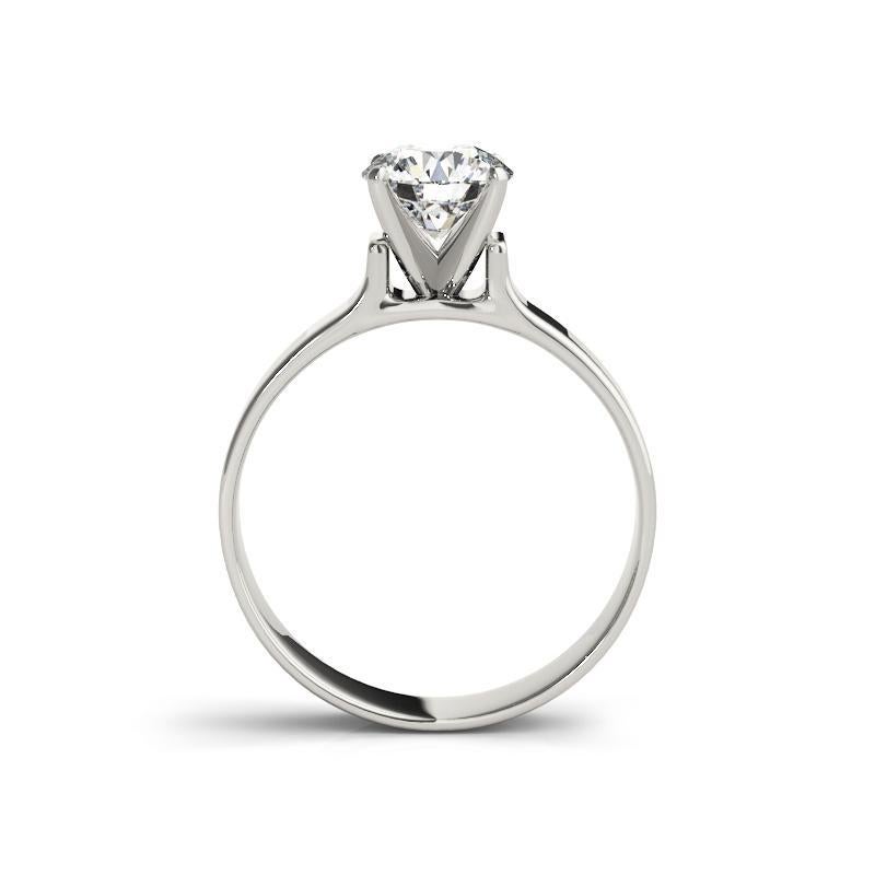 GIA 1.7 Carat Round Modern Cathedral Solitaire 18K White Gold Diamond Ring Neuf - En vente à New York, NY