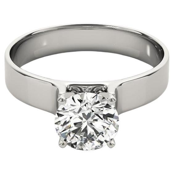 GIA 1.7 Carat Round Modern Cathedral Solitaire 18K White Gold Diamond Ring