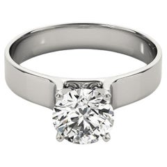 GIA 1.7 Carat Round Modern Cathedral Solitaire 18K White Gold Diamond Ring