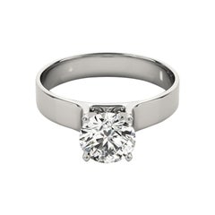 GIA 1.7 Carat Round Modern Cathedral Solitaire 18K White Gold Diamond Ring