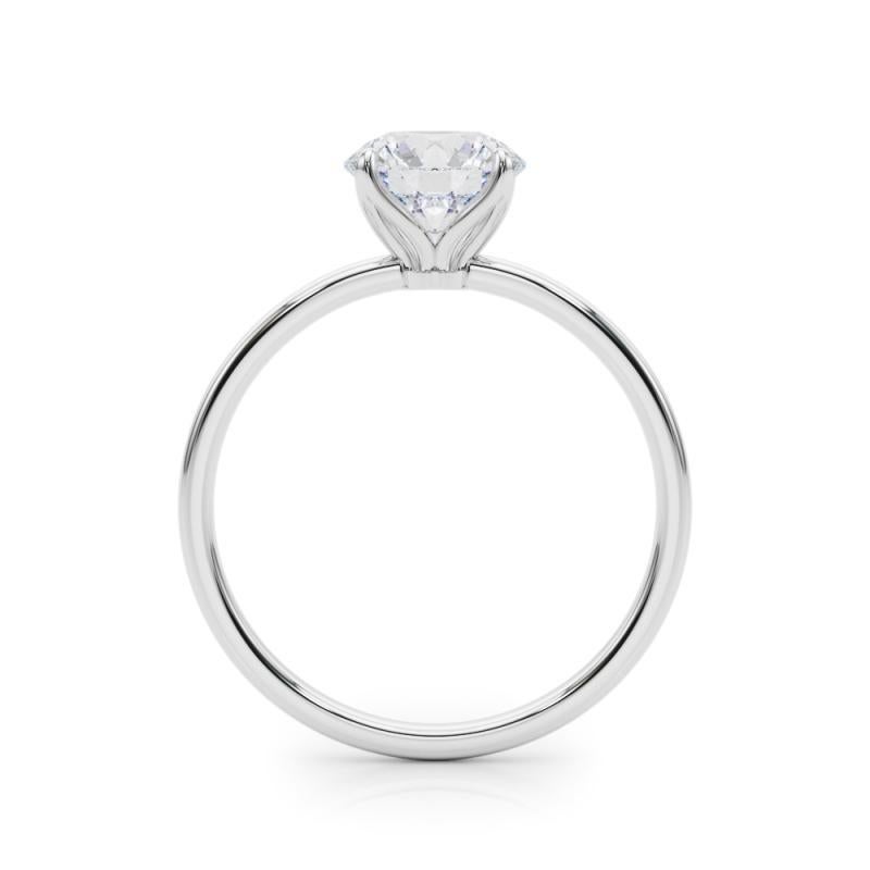 GIA 1.7 Carat Round Solitaire Four-Prong Tulip  Bague en diamant Neuf - En vente à New York, NY