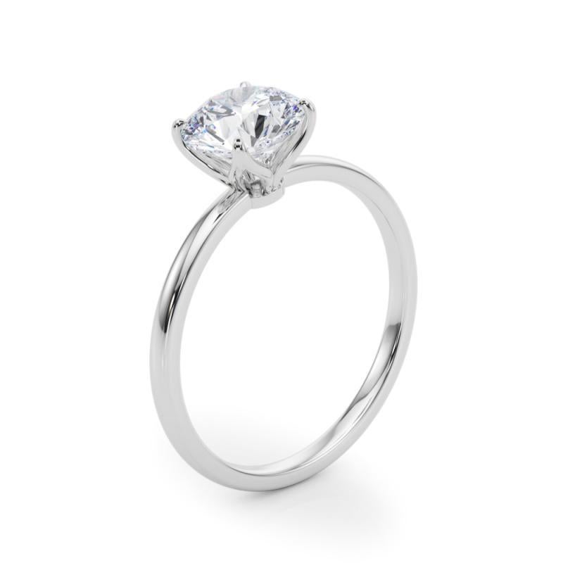 GIA 1.7 Carat Round Solitaire Four-Prong Tulip  Bague en diamant en vente 1