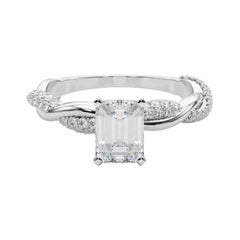 GIA 1,70 Carat Emerald Twisted Pave Braided Band Anello con diamanti in oro bianco 18K