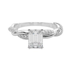 GIA 1,70 carati di smeraldo intrecciato con pave a spirale  Anello con diamante