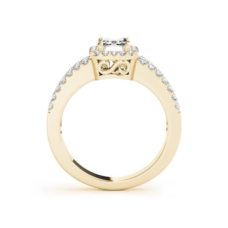 Donna GIA 1,70 Carati Halo Radiant Filigree Split Shank Anello con diamanti in oro giallo 18 carati