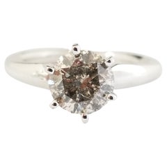 GIA 1.70 Carat Natural Fancy Brown Round Diamond Ring 14 Karat White Gold
