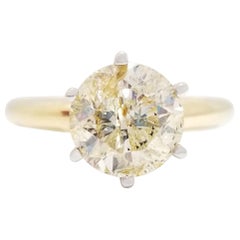 GIA 1.70 Carat Natural Fancy Yellow Round Diamond Ring 14 Karat Yellow Gold