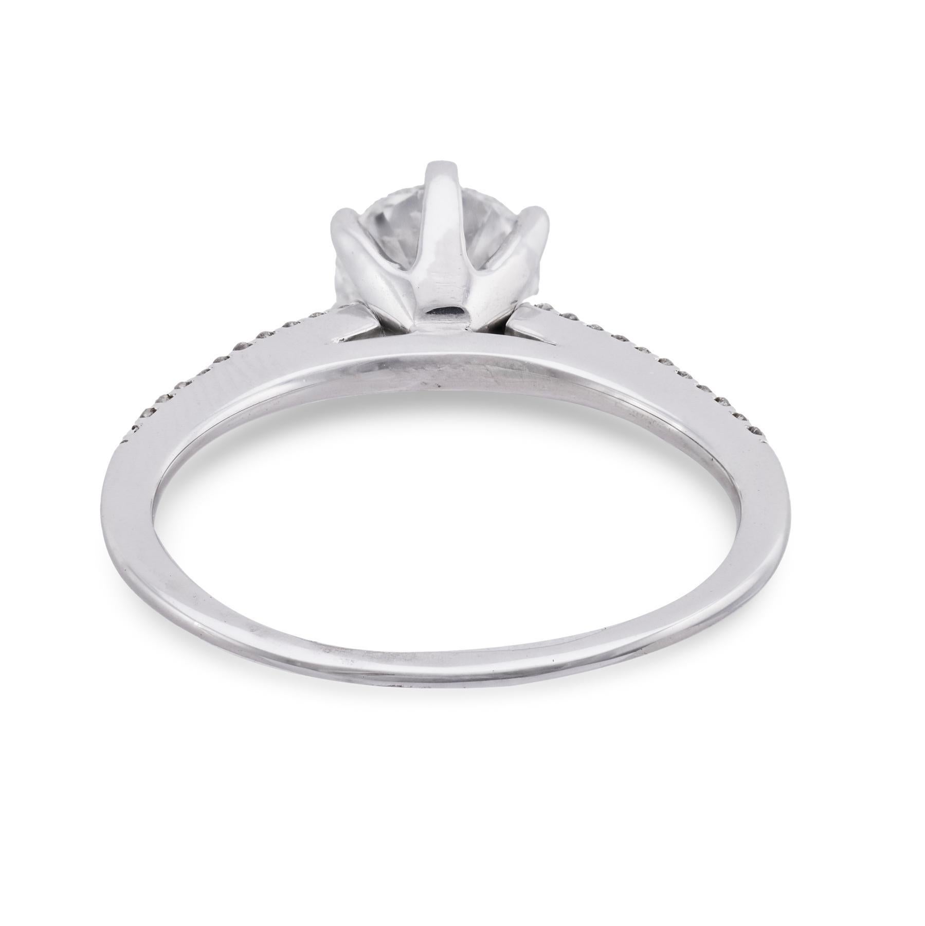 Bague de fiançailles en or blanc 18k GIA 1,70 carat diamant rond de taille brillant Pour femmes en vente