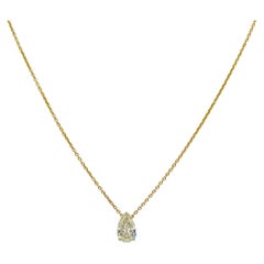 GIA 1.70 ct Pear Shape Diamond Pendant Necklace in 18K Yellow Gold