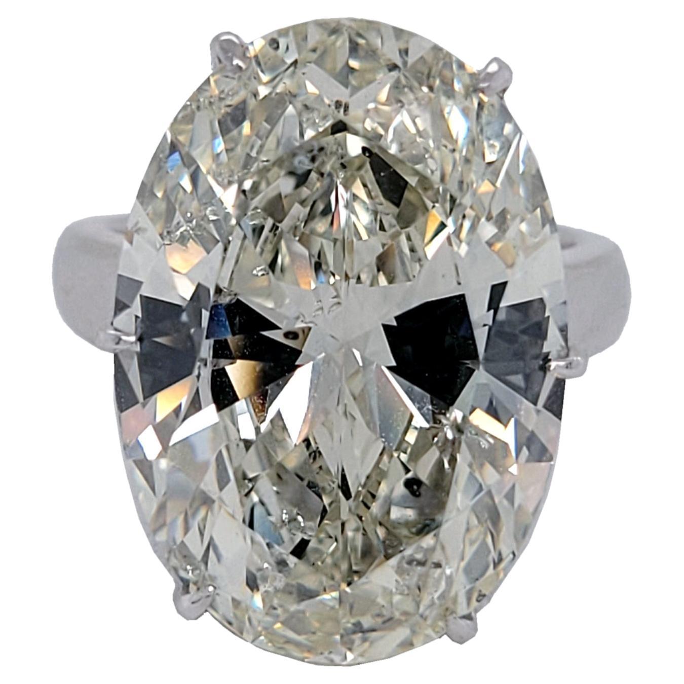 GIA 17.03 Carat M/SI2 Oval Diamond Pave Set Engagement Ring
