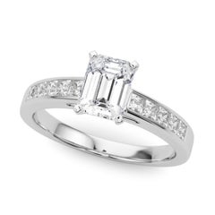 GIA 1.71ct Emerald Princess Channel Solitaire Center White Gold Diamond Ring