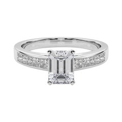 GIA 1.70ct Emerald Princess Channel Solitaire Center White Gold Diamond Ring