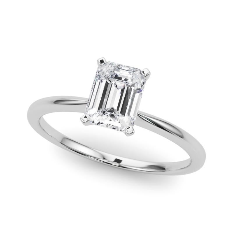Taglio smeraldo GIA 1,70ct Smeraldo a fascia sottile con solitario incastonato in oro bianco 18 carati in vendita