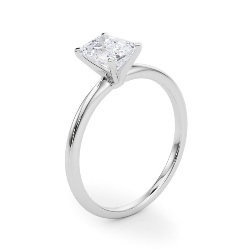 GIA 1,70ct Smeraldo a fascia sottile con solitario incastonato in oro bianco 18 carati in vendita 1