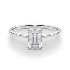 GIA Esmeralda de 1,70 ct Anillo de diamantes en oro blanco de 18 quilates con solitario engastado en garras