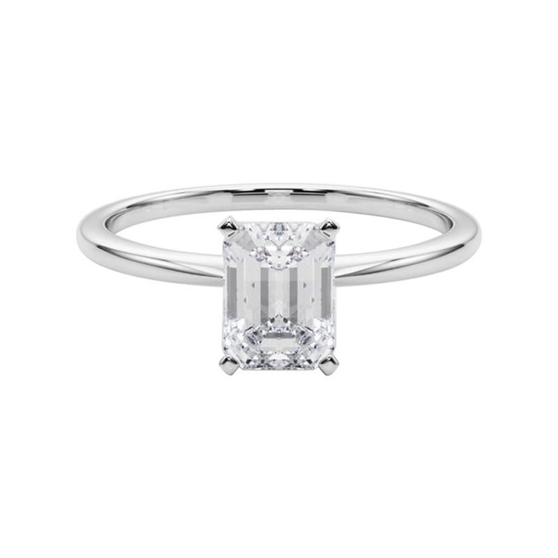 GIA 1,70ct Smeraldo a fascia sottile con solitario incastonato in oro bianco 18 carati