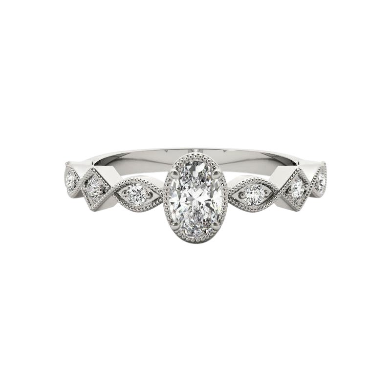 GIA 1.70ct Oval Art Deco Mixed-Cut Geometric Bezel Diamond Ring For Sale