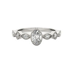 GIA 1.70ct Oval Art Deco Mixed-Cut Geometric Bezel Diamond Ring