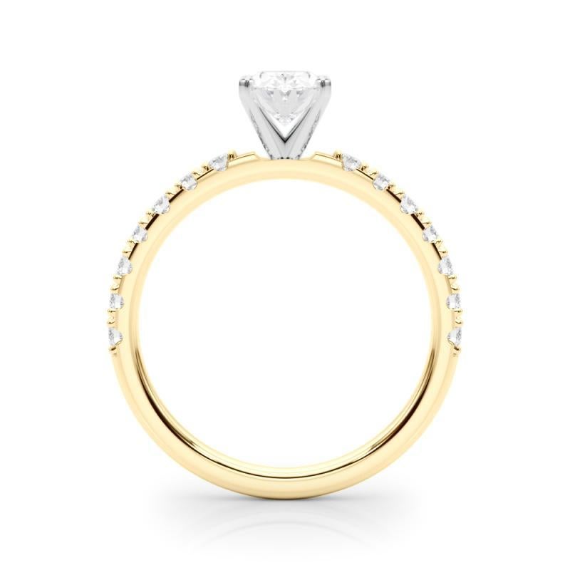 GIA 1,70ct Solitaire ovale avec Demi-Eternité Bague diamant en or jaune 18K Neuf - En vente à New York, NY