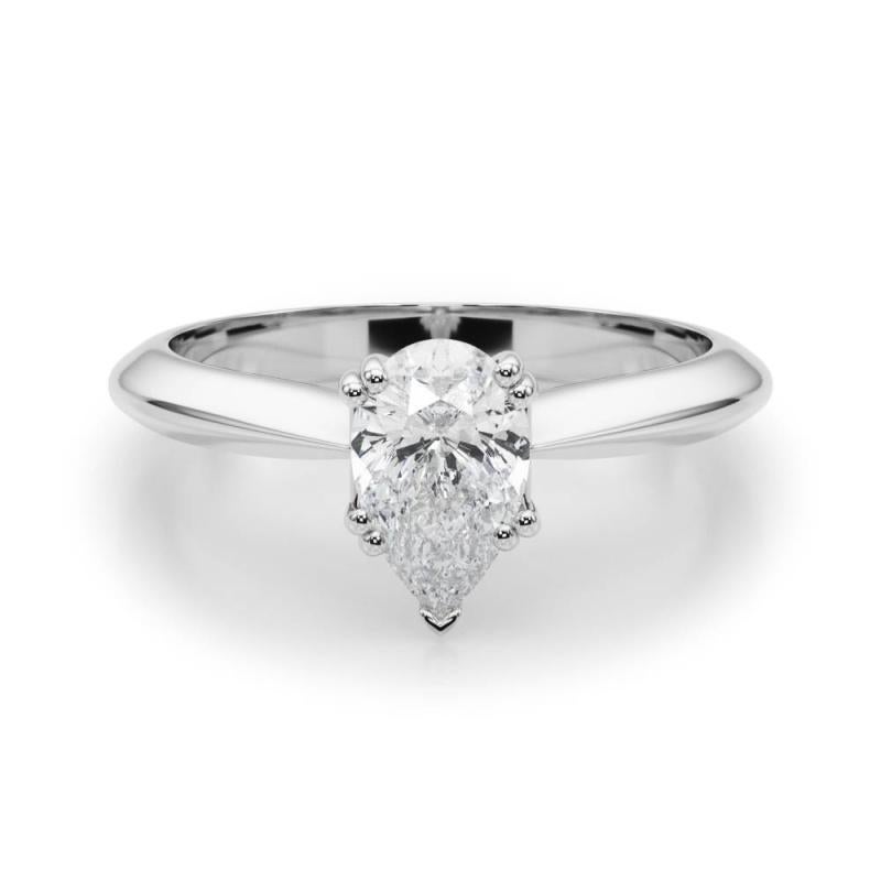 GIA 1.70ct Anillo de diamantes de oro blanco de 18 quilates con doble garra catedral y solitario pera Corte pera en venta