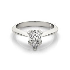 GIA 1.70ct Anillo de diamantes de oro blanco de 18 quilates con doble garra catedral y solitario pera