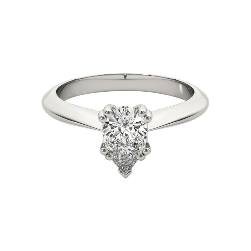 GIA 1.70ct Anillo de diamantes de oro blanco de 18 quilates con doble garra catedral y solitario pera
