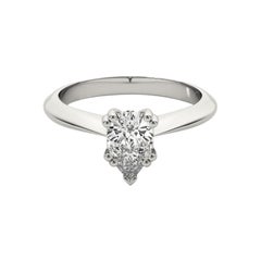 GIA 1,70ct Pear Solitaire Double Prong Cathedral Anello con diamanti in oro bianco 18K