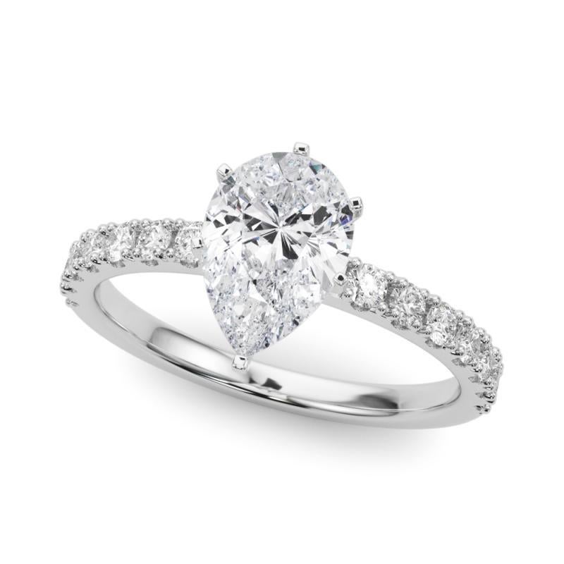 GIA 1,70ct Birne Solitaire mit halber Ewigkeit  Diamantring (Tropfenschliff) im Angebot