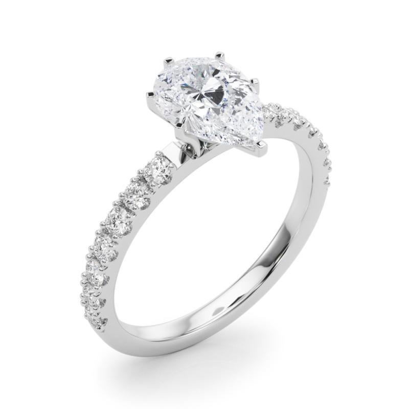 GIA 1,70ct Birne Solitaire mit halber Ewigkeit  Diamantring Damen im Angebot