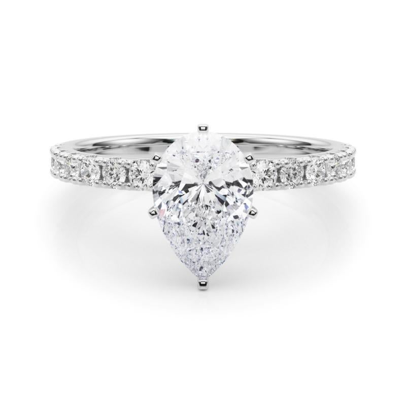GIA 1.70ct Pear Solitaire with Half Eternity  Diamond Ring